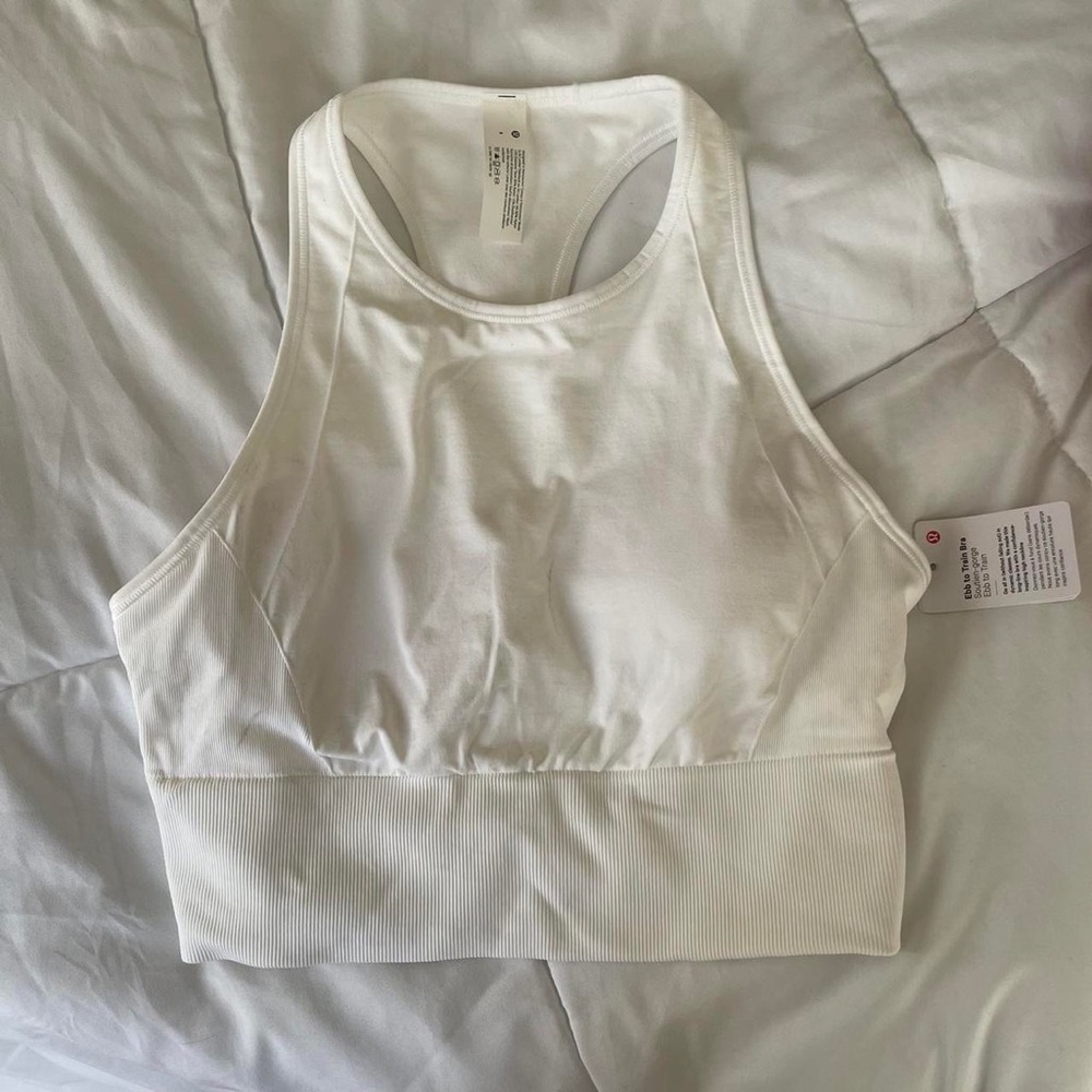 White Lululemon Ebb to Train bra